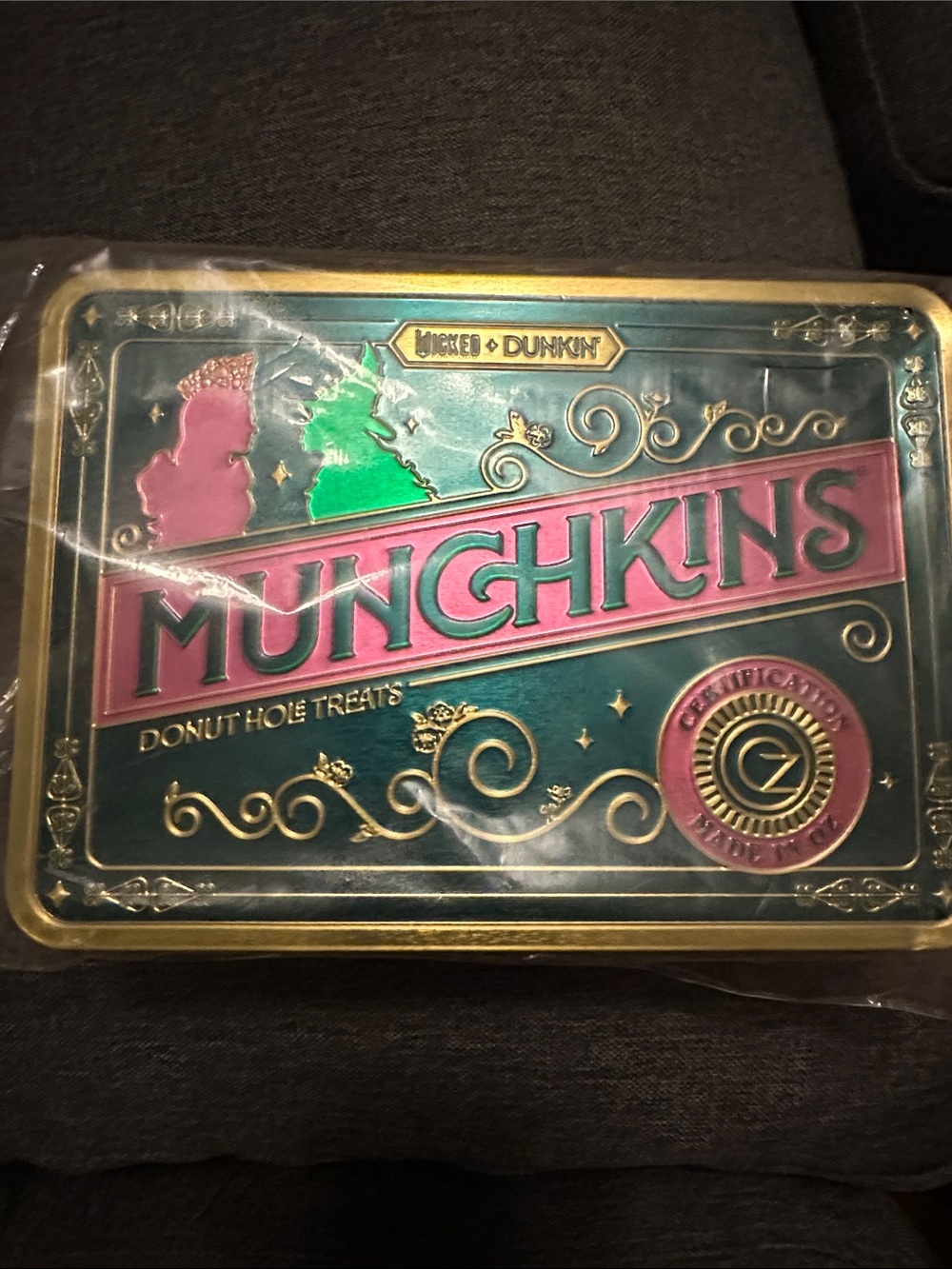 Munchkin Donut Hole Treats Decorative Storage Tin - Teal, Pink & Gold